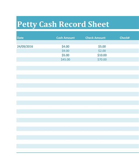 petty cash spreadsheet